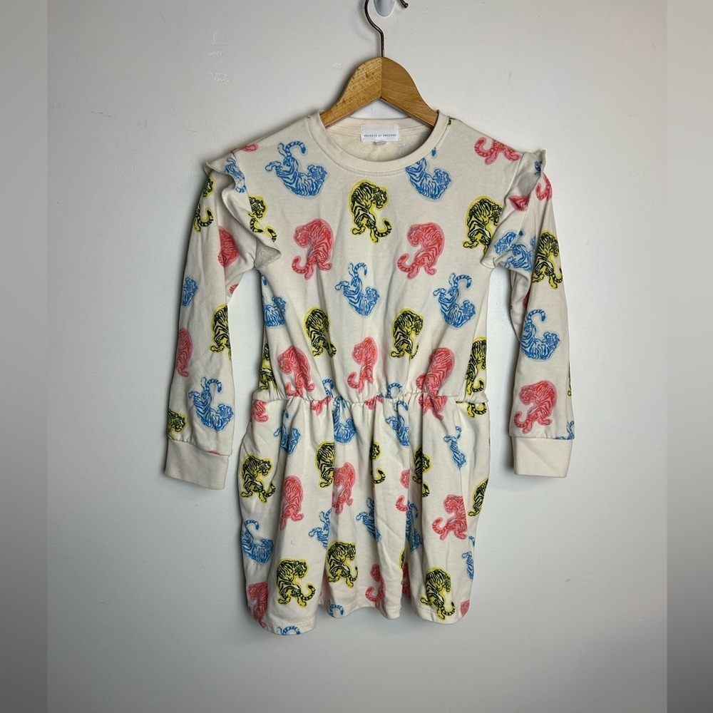 Rockets of Awesome Girl Dress Size 7 Novelty Print‎ Tiger’s Ruffle